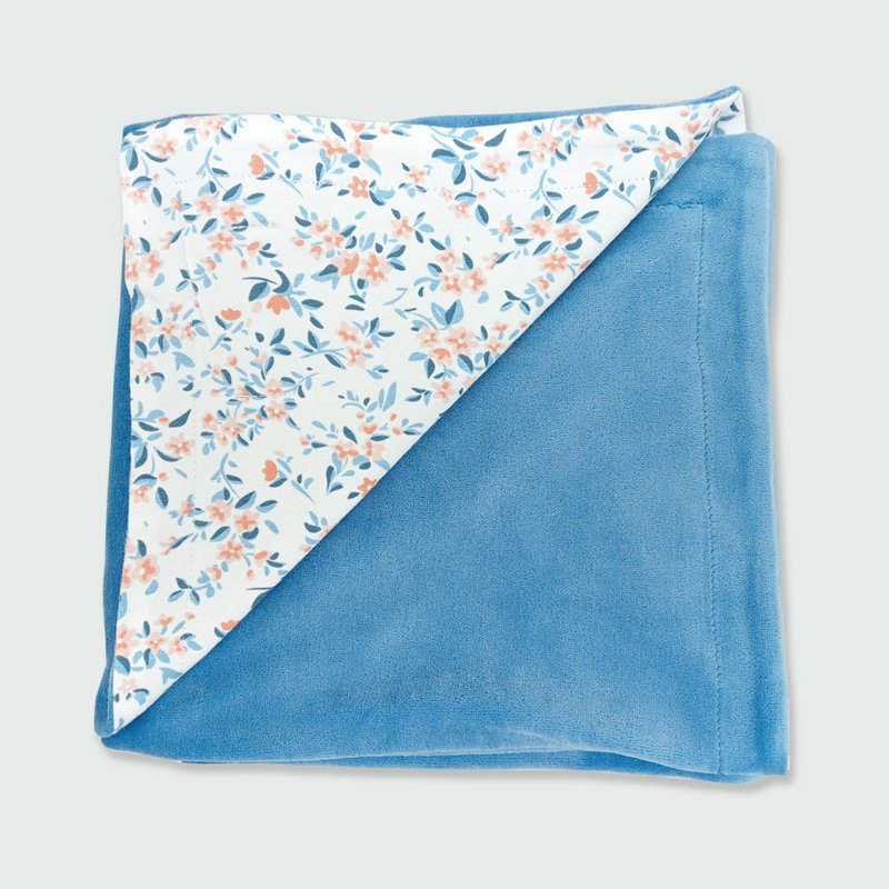 Deux Filles Organic Cotton Baby Fleece Blanket – Red and Blue Floral - ผ้าปูที่นอน - ผ้าฝ้าย/ผ้าลินิน 