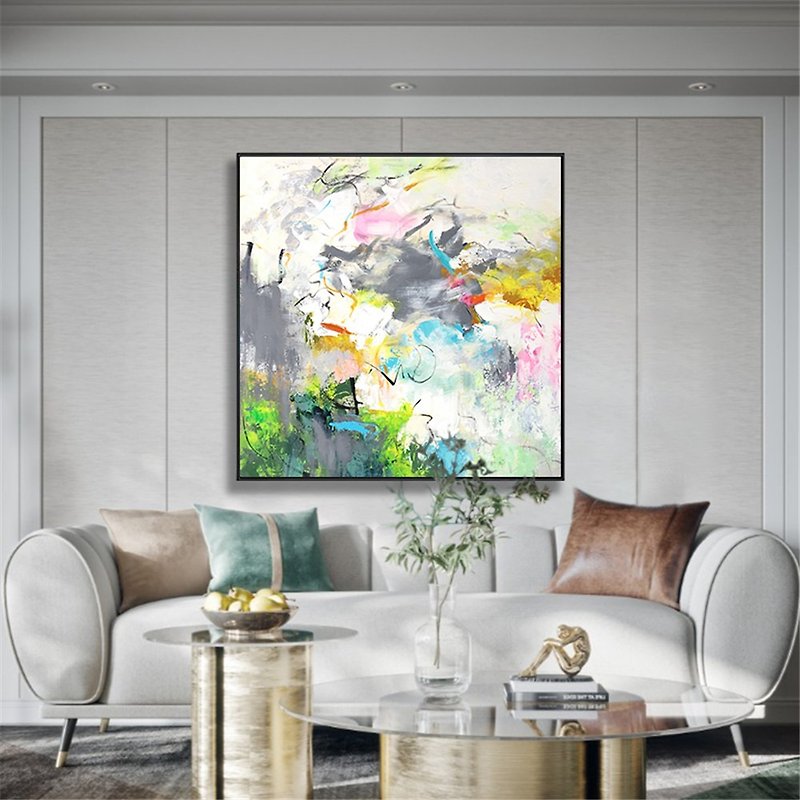 Green Landscape Painting Abstract Canvas Wall Art Picture for Living Room Decor - โปสเตอร์ - ลินิน 