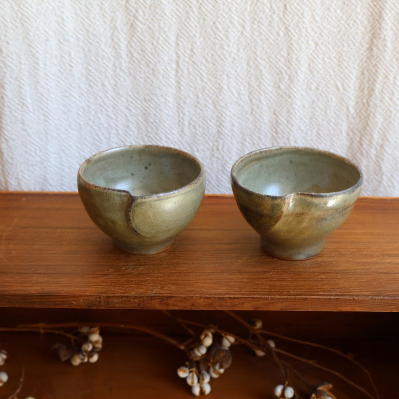 碧玉逗點 柴燒陶茶杯 - 茶壺/茶杯/茶具 - 陶 綠色