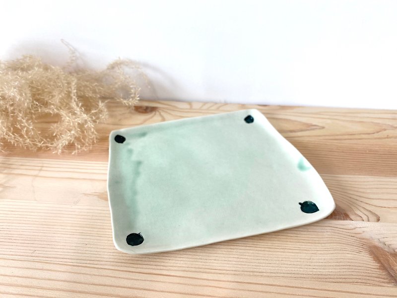 陶盤-植物壓印手工製作 - 盤子/餐盤 - 陶 綠色