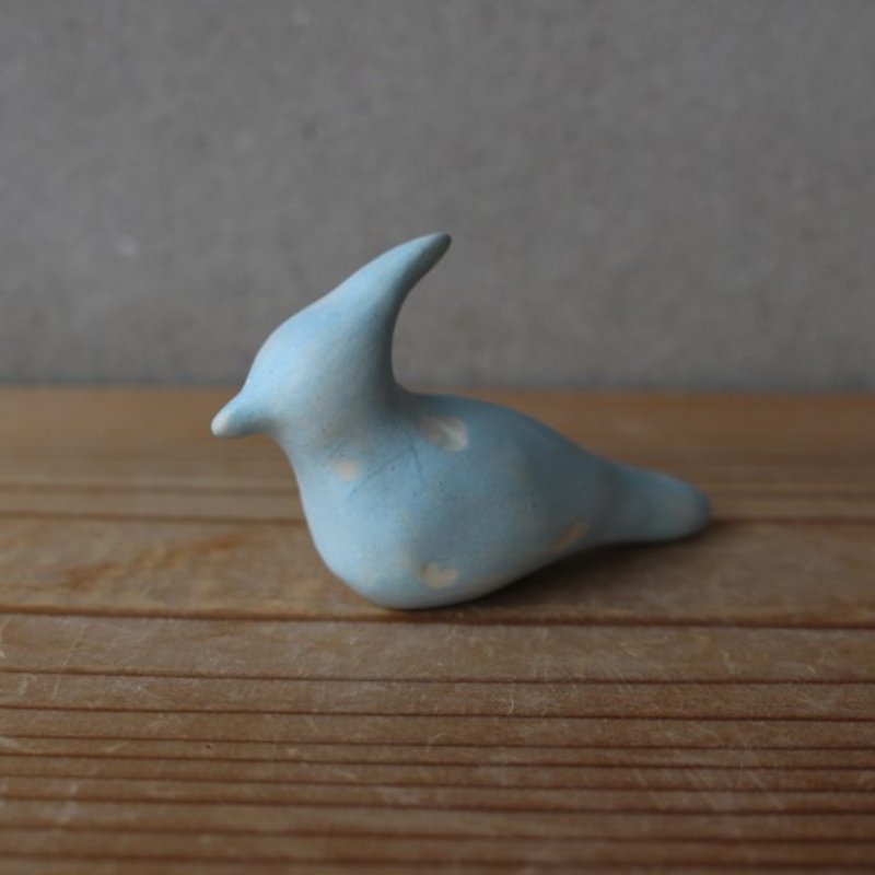 เซรามิครูปนกป่าชุด Bohemian Waxwing - ตุ๊กตา - ดินเผา สีน้ำเงิน