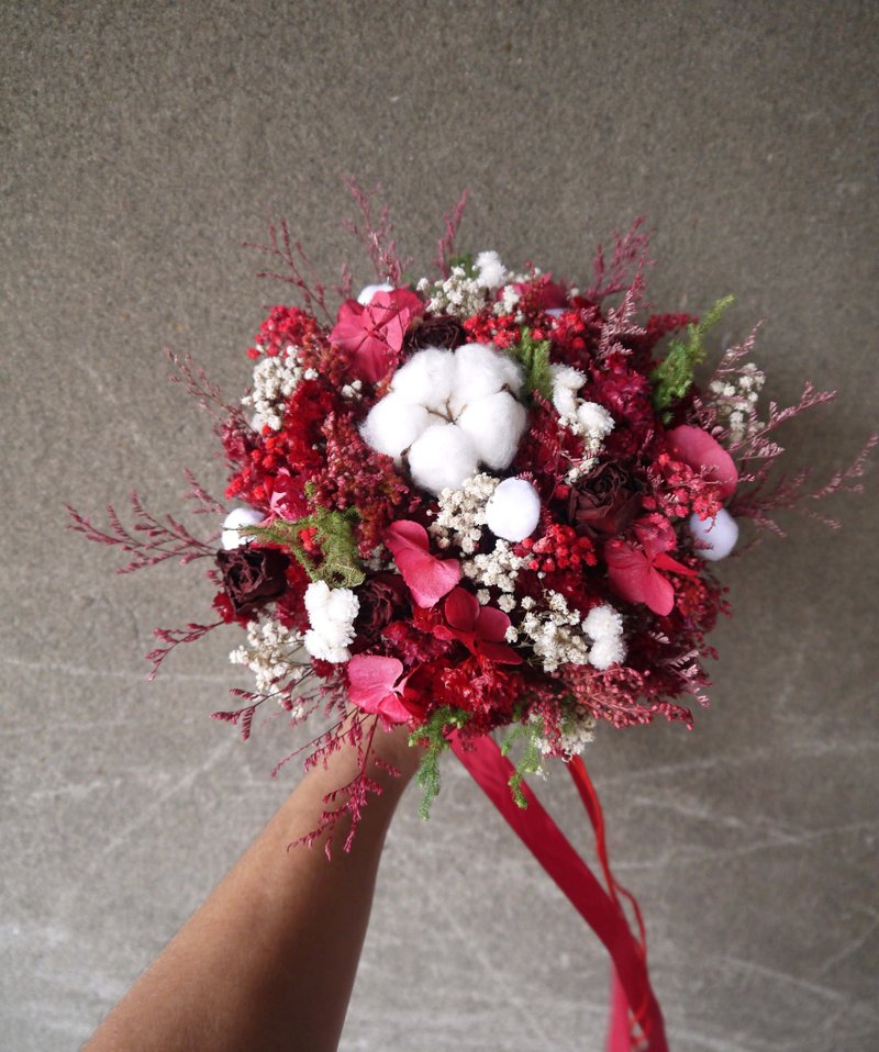 囍.婚禮紅.不凋花.乾燥花.永生花..情人節禮物.求婚.花束.捧花 - 乾燥花/永生花 - 植物．花 紅色