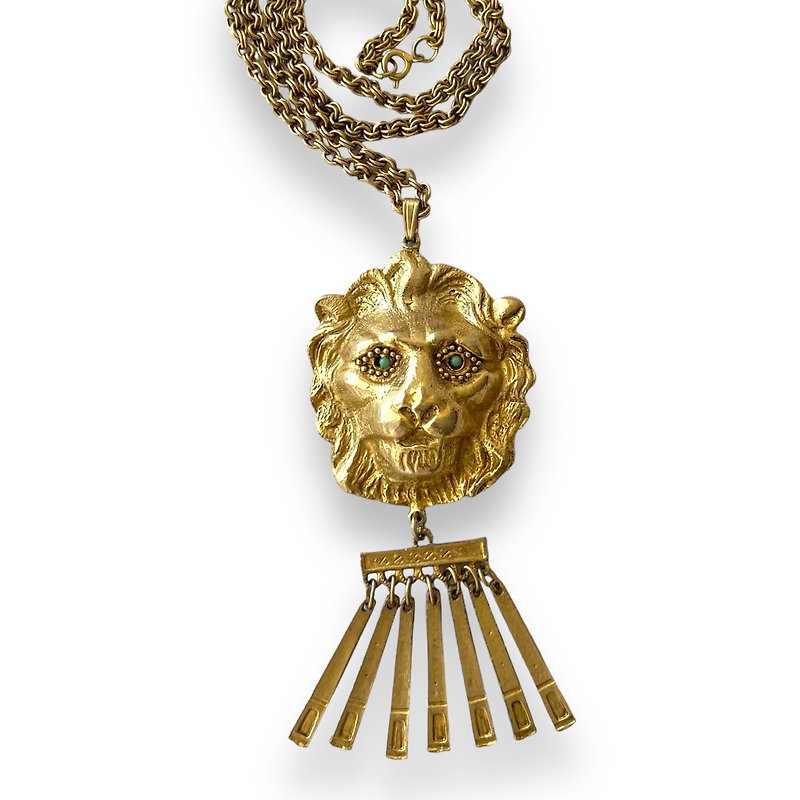 Vintage Lion necklace pendant -  unique piece- Pauline Rader style - 項鍊 - 其他金屬 金色
