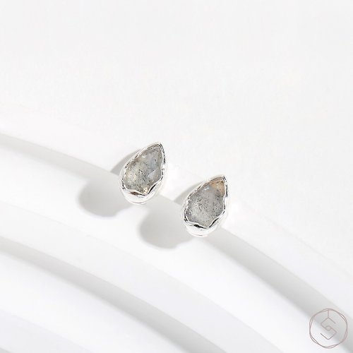 飾品控 SPANCONNY 天然水晶流行飾品 繆思MUSE | 拉長石 S925純銀 | 密鑲水滴耳環
