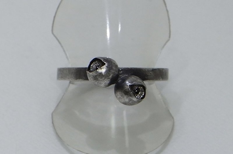 stare ball ring_6 (s_m-R.39) 銀 玻 戒指 指环 眼 睛 目 jewelry sterling silver glass eyes - 戒指 - 純銀 銀色
