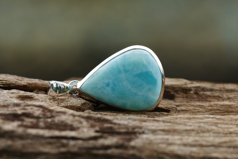 (AAA) Larimar Pendant ∣ Larimar (#LRISH129) - สร้อยคอ - เครื่องเพชรพลอย สีน้ำเงิน