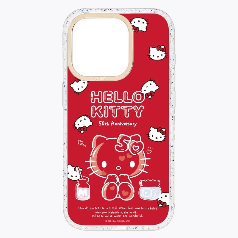 HelloKitty50週年－泡泡滿版 透彩框 標準版/磁吸版 iPhone防摔殼 - 手機殼/手機套 - 環保材質 紅色