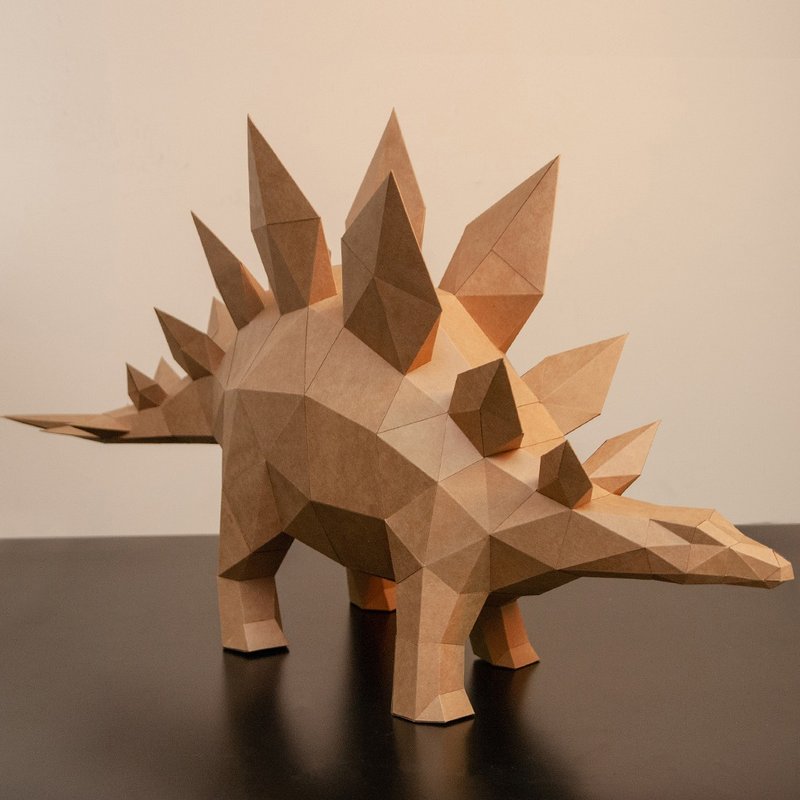 Ask Create DIY Hand-made 3D Paper Model-Prehistoric Stegosaurus - ตุ๊กตา - กระดาษ สีกากี