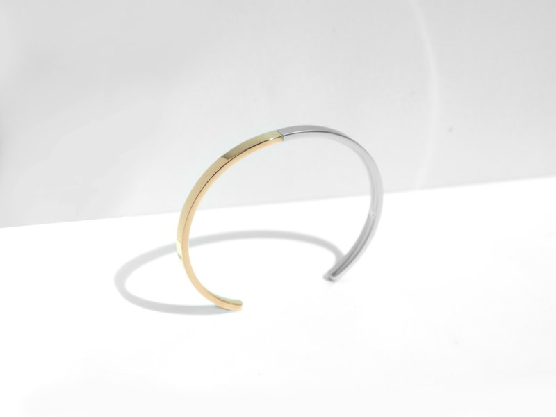 Polished 2-Tone Cuff Bracelet |  Gold | Personalised Gift - Bracelets - Stainless Steel Gold