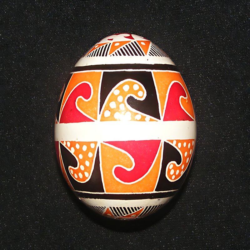 Harvest Trypillya Culture Pattern Ukrainian Folk Easter Egg Real Chicken Pysanka - 擺飾/家飾品 - 其他材質 