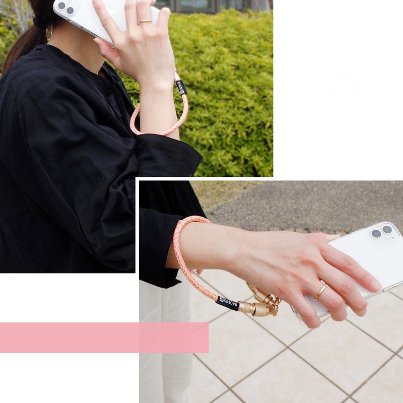 KATEVA スマートフォン充電ストラップ　ショルダータイプ CELL PHONE CHARGER STRAP SHORT TYPE - 手機掛繩/背帶 - 其他人造纖維 粉紅色