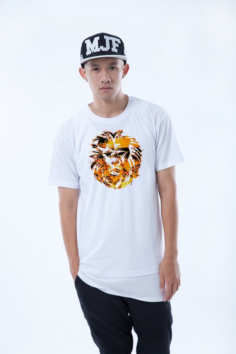 Lion Lion (white) short T sample out of clear icaruscloth - Men's T-Shirts & Tops - Cotton & Hemp 
