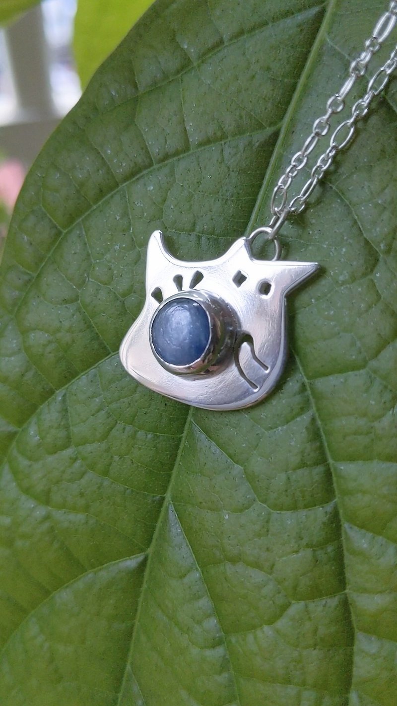 Magic Cat Silver-Little Monster Series - Necklaces - Silver Blue