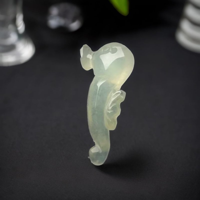 Ice jade seahorse pendant | Natural Burmese jade jade A goods - Other - Jade White