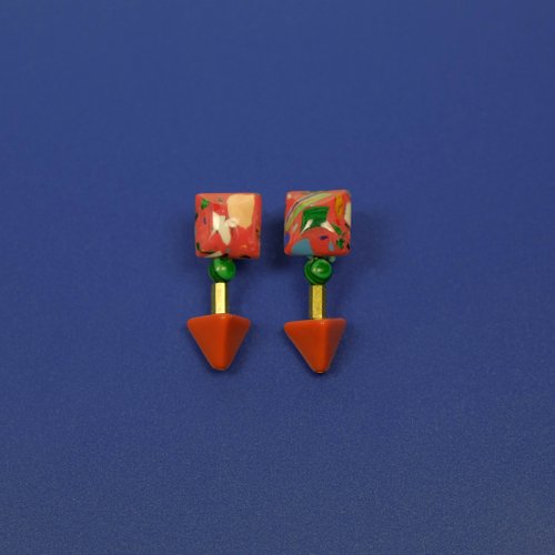 Indigo Studio 橘紅碎石海耳環