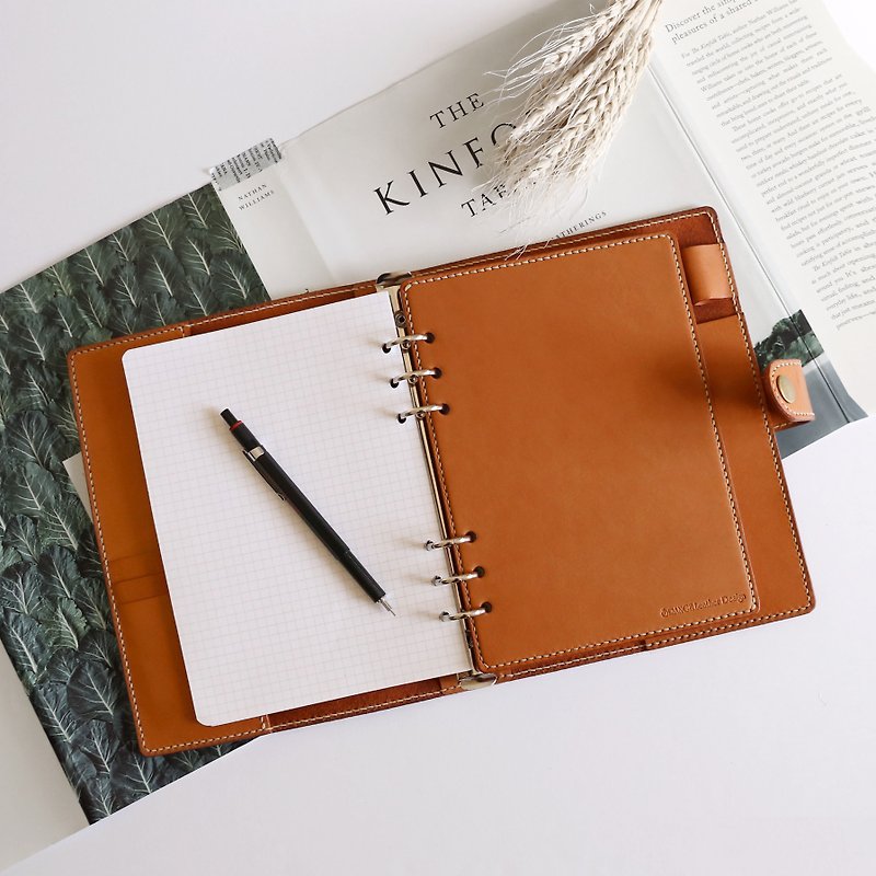 Small orange peel vegetable tanned cowhide A8 A7 A6 A5 loose-leaf notebook pad - Notebooks & Journals - Genuine Leather Brown