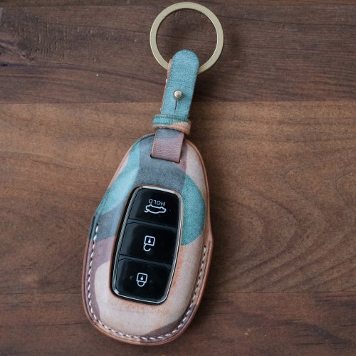 寓吉 Leather Craft 【寓吉】 HYUNDAI 現代 kona venue 汽車鑰匙皮套