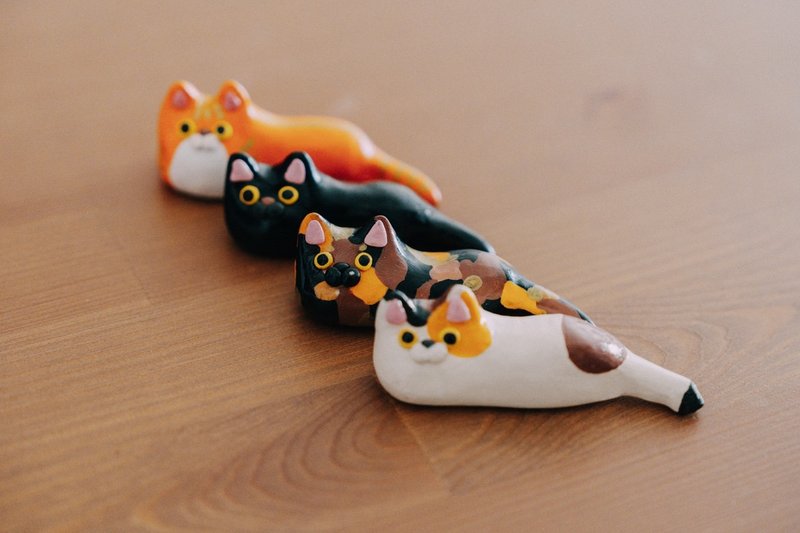 \ 一條貓磁鐵 / - 擺飾/家飾品 - 黏土 