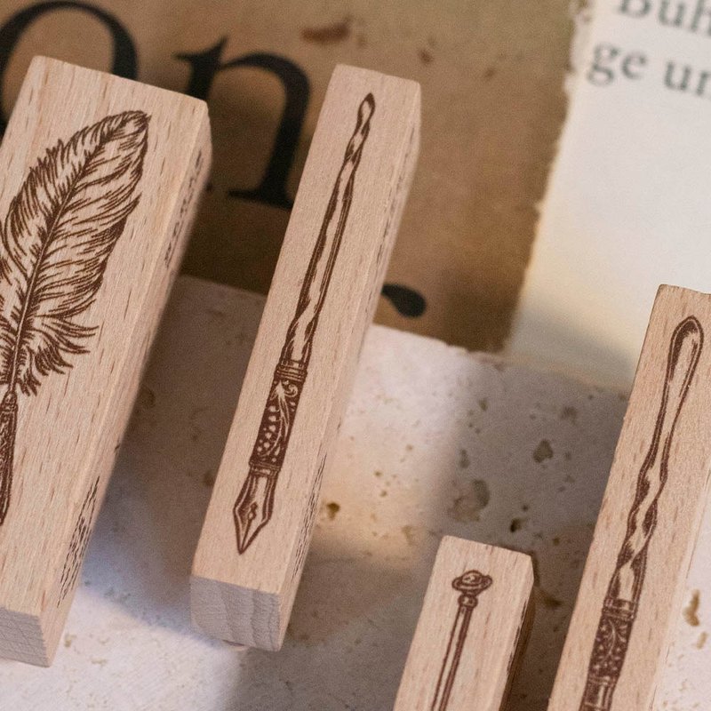 復古文具店 印章 - 鈴蘭花沾水筆 - 印章/印台 - 木頭 