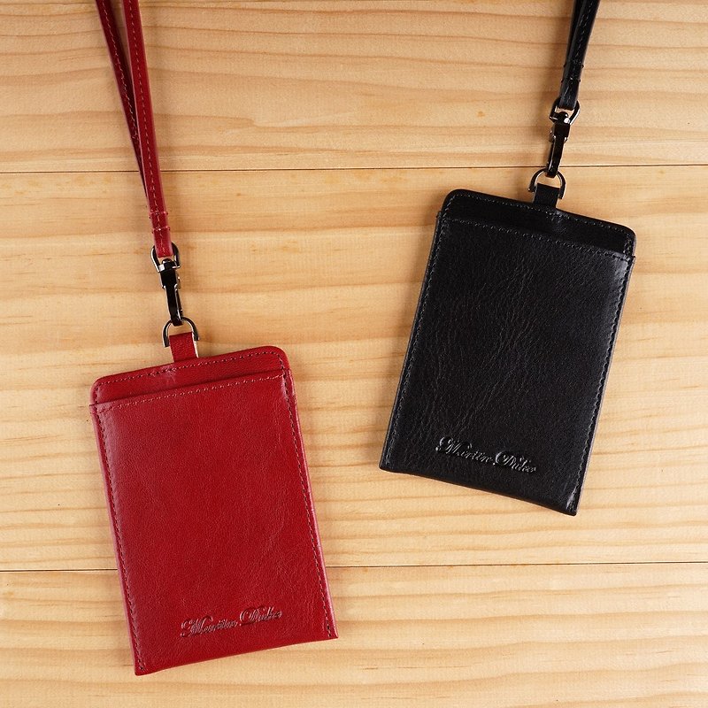 SVEN leather ID holder + leather strap (Straight) - ที่ใส่บัตรคล้องคอ - หนังแท้ หลากหลายสี