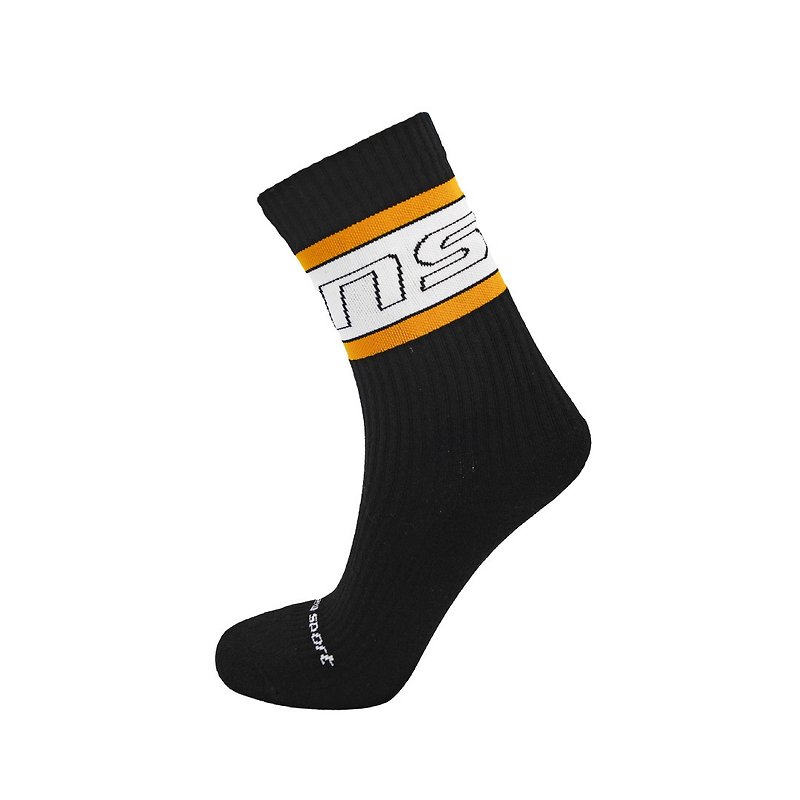 new sport Sports Trend [Night Black] Double-line Contrasting Color Sports Stockings Casual Socks (S/M/L) - ถุงเท้า - ผ้าฝ้าย/ผ้าลินิน สีดำ