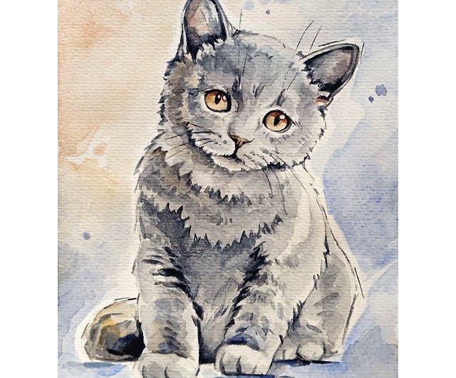 キティ絵画ペットオリジナルアートかわいい猫水彩画アートワーク動物猫 