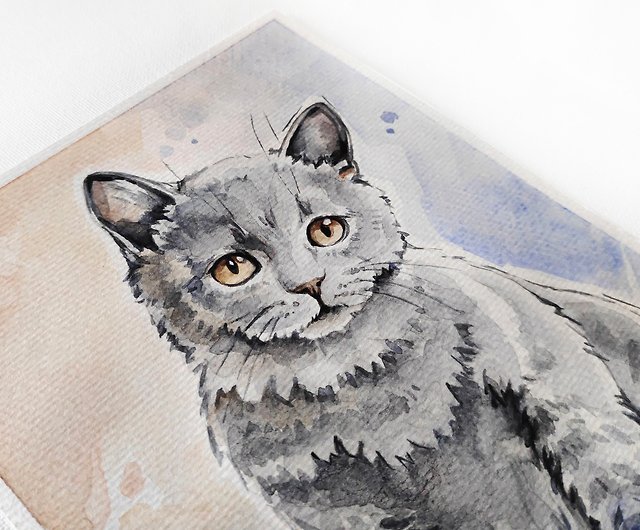 キティ絵画ペットオリジナルアートかわいい猫水彩画アートワーク動物猫 