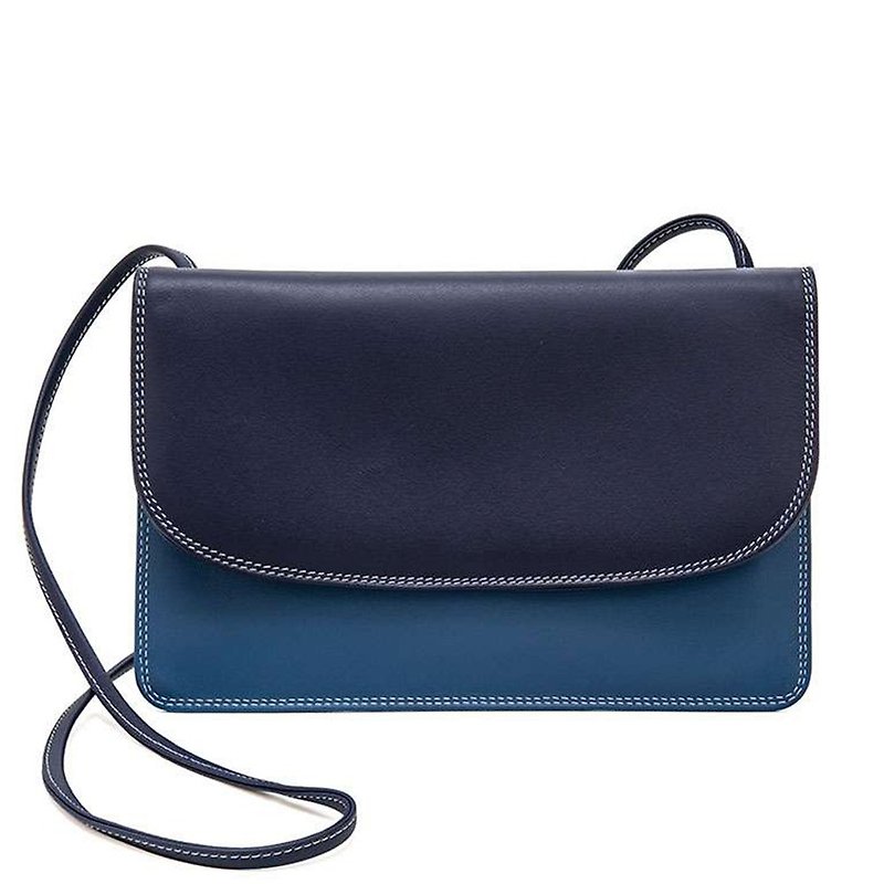 【Mywalit】Cross-back small flat bag-denim blue 1201-130 - กระเป๋าแมสเซนเจอร์ - หนังแท้ 