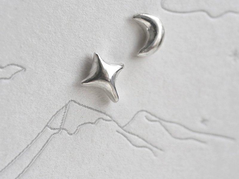 Stargazer Earrings 925 sterling silver earrings Stargazer Earrings exchange gifts - ต่างหู - โลหะ สีเงิน