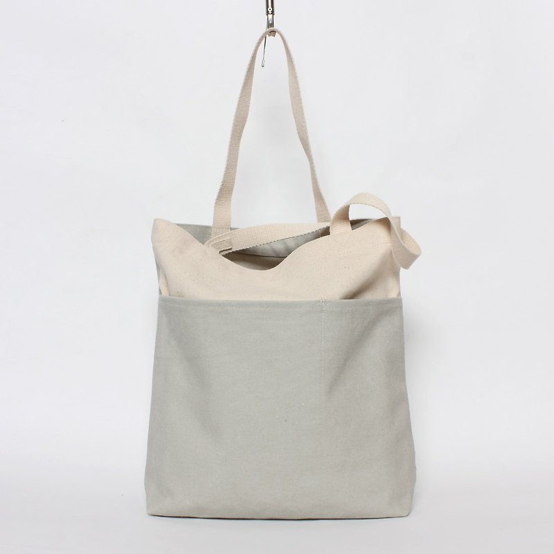 五格袋 帆布包 特別好用 - 淺苔灰綠  補貨到 - 側背包/斜背包 - 棉．麻 灰色