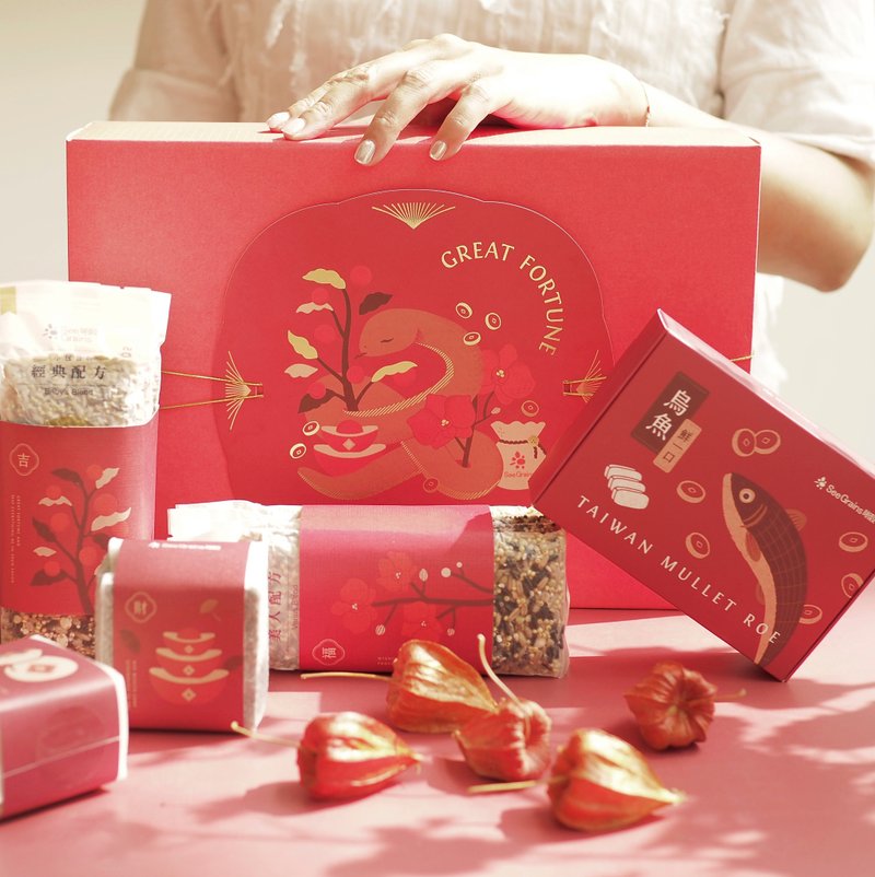 [Year of the Snake Gift Box] More grain, more blessings. Lucky snake, wealth (four content options) - Grains & Rice - Paper Red