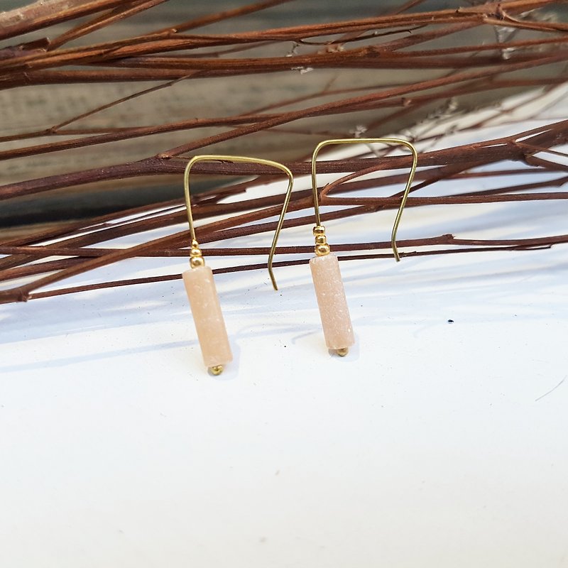 Copper hand made _ Opel ore ear hook type 形 shape copper earrings - ต่างหู - หยก สึชมพู