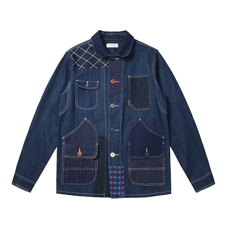 Gubu Collage Collage Kendo Hashiko Denim Jacket - Men's Coats & Jackets - Other Materials Blue