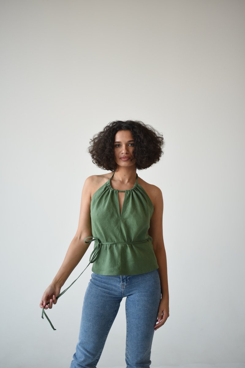 Linen top / stylish linen top / halter women top - Women's Tops - Linen 