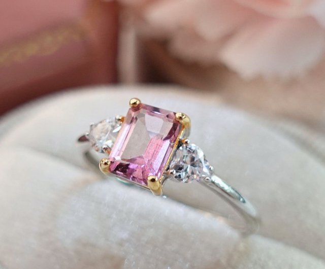 Pink tourmaline engagement ring with diamonds / Silvestra