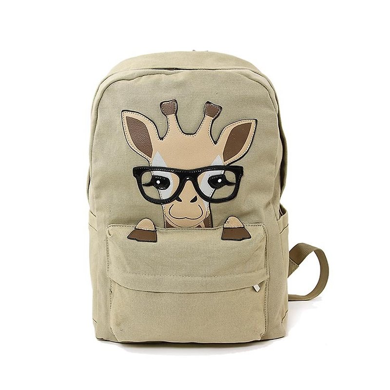 Giraffe Childlike Modeling Canvas Backpack Animal Bag- Cool Le Village - Backpacks - Cotton & Hemp Khaki
