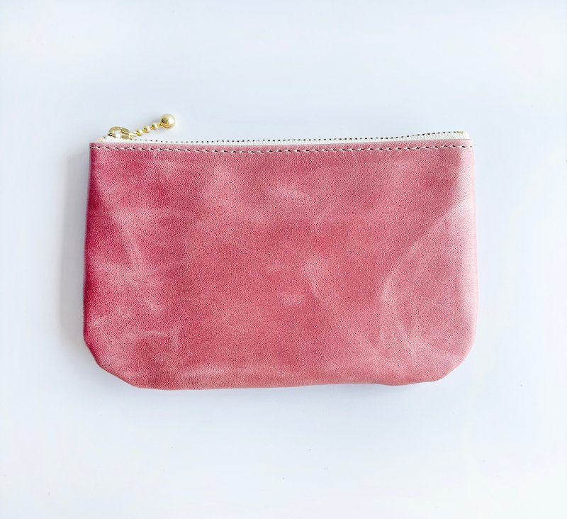 pink mini bag - กระเป๋าเครื่องสำอาง - หนังแท้ สึชมพู