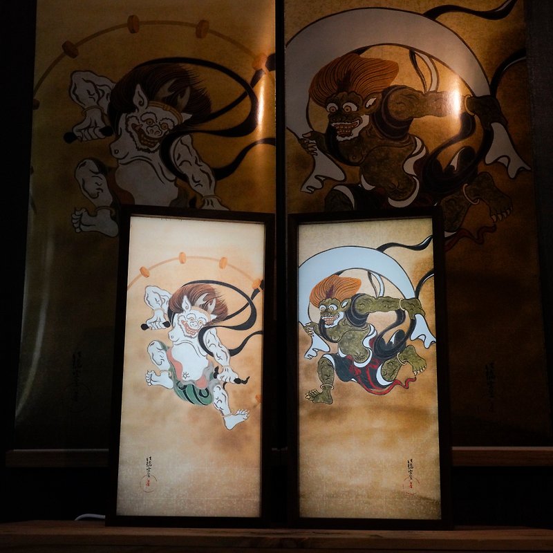 [Fengshen Thor / Light Box for Protecting House] Hanging 400-year-old Japanese Linpai works - Lighting - Wood Gold