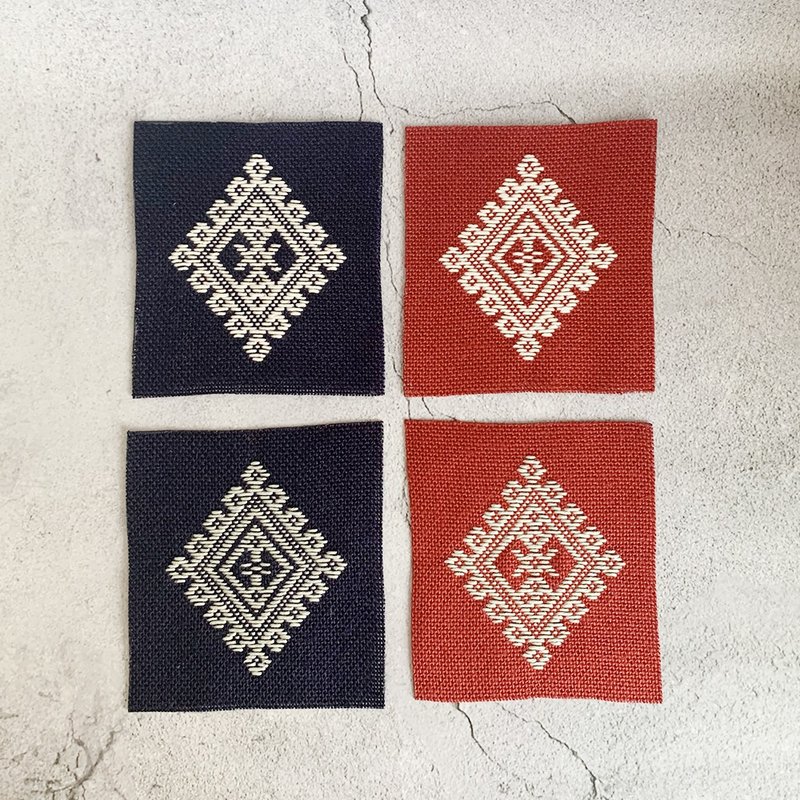 Kogin　coaster - Coasters - Cotton & Hemp Red