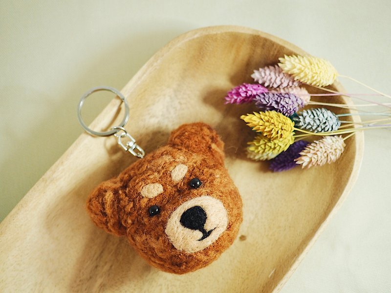 泰迪熊羊毛氈鑰匙圈 - 鑰匙圈/鎖匙扣 - 羊毛 咖啡色