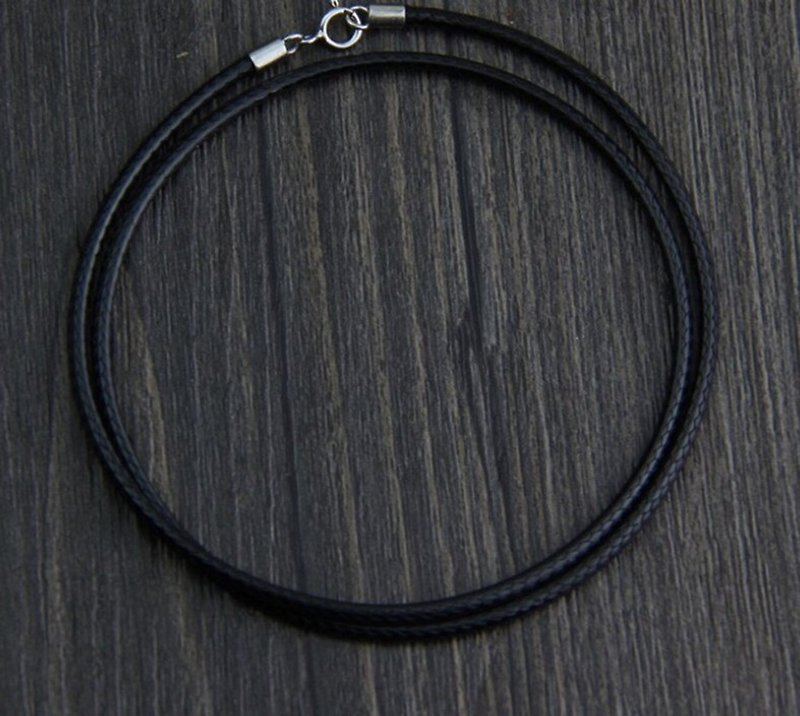 925 Sterling Silver Buckle Necklaces without Pendants Unisex Leather Rope Chains - สร้อยคอ - วัสดุอื่นๆ สีดำ