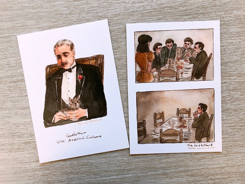The Godfather Movie Illustration Postcard 2-Pack Set Discount Shop - Cards & Postcards - Paper 
