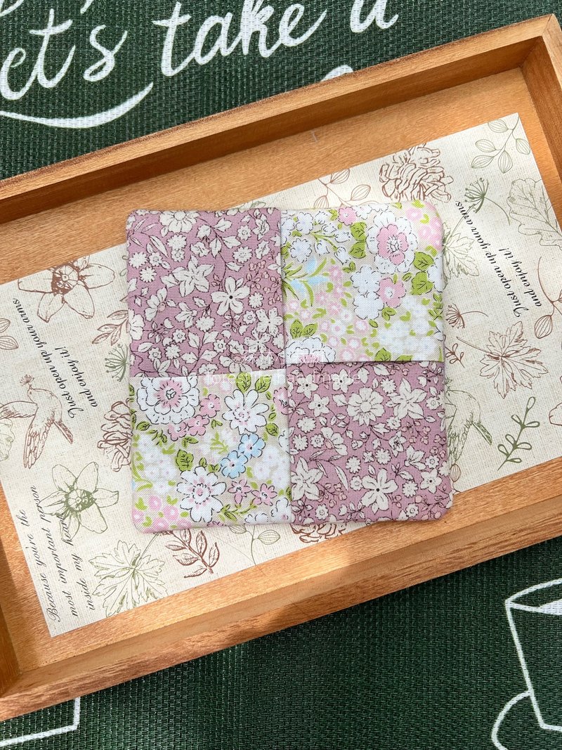 紫絮花語杯墊 花園系列 手工布杯墊 - 杯墊 - 棉．麻 多色