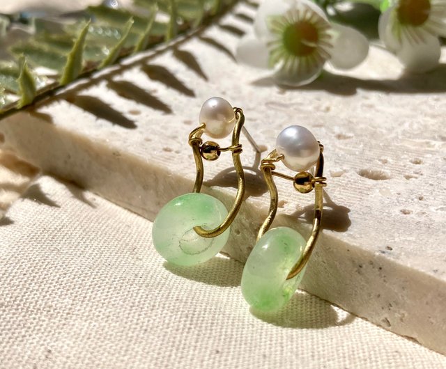 Pearl and deals jade earrings