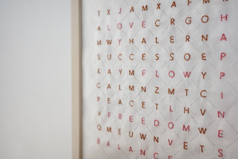 【體驗】新年許願刺繡－英文關鍵詞 顯化祝福 新手ok 1 人成團 - 編織/羊毛氈/縫紉 - 棉．麻 