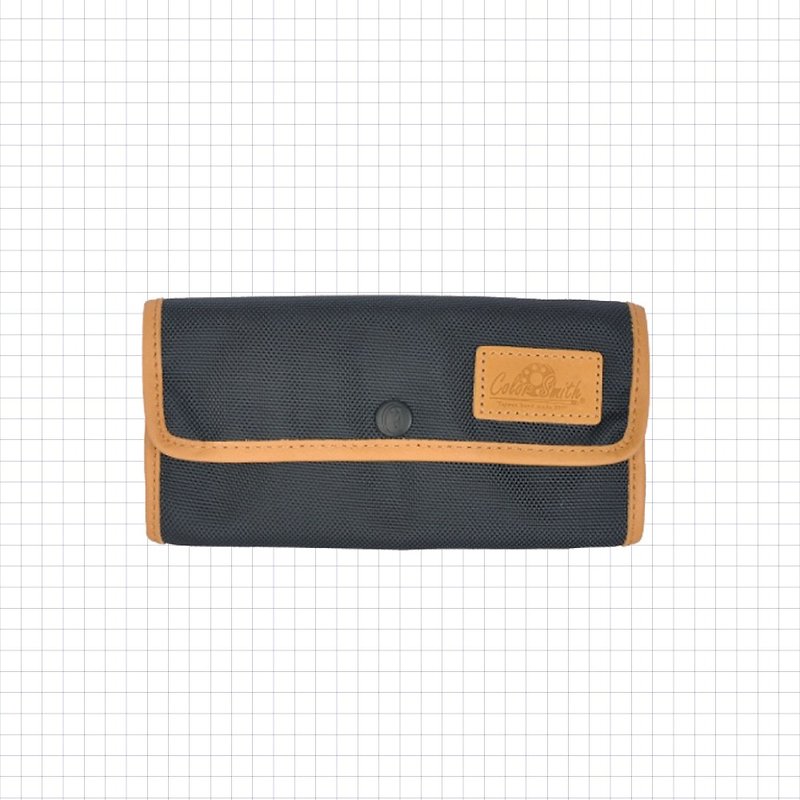 CR button-type folding long clip WLCR2054-NB [Taiwanese original bag brand] - กระเป๋าสตางค์ - ไนลอน สีน้ำเงิน