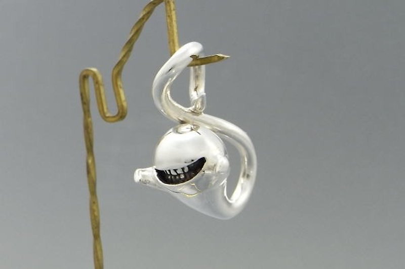 smile ghost pendant (s_m-P.24) ( 微笑 幽灵 鬼 鬼魂 亡魂 灵魂 銀 垂饰 颈链 项链 ) - ネックレス - スターリングシルバー シルバー