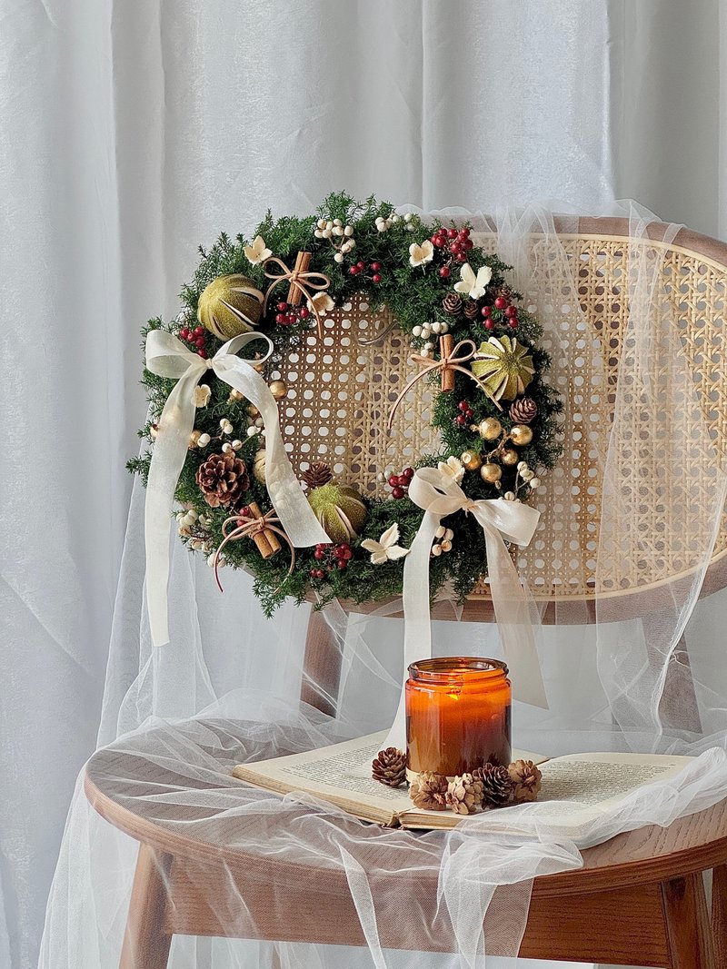 聖誕永生花圈 聖誕禮物 聖誕節 聖誕花圈 永生花 聖誕永生大花圈 - 乾燥花/永生花 - 植物．花 