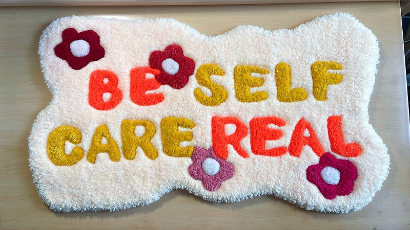 (Made to Order) Be Real Self care Handmade Tufted Rug - Rugs & Floor Mats - Cotton & Hemp 