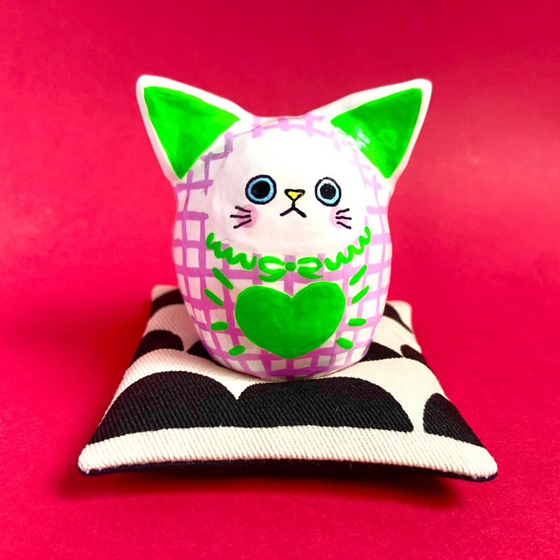 Cat and cat daruma [large] check - ของวางตกแต่ง - ดินเหนียว สีม่วง